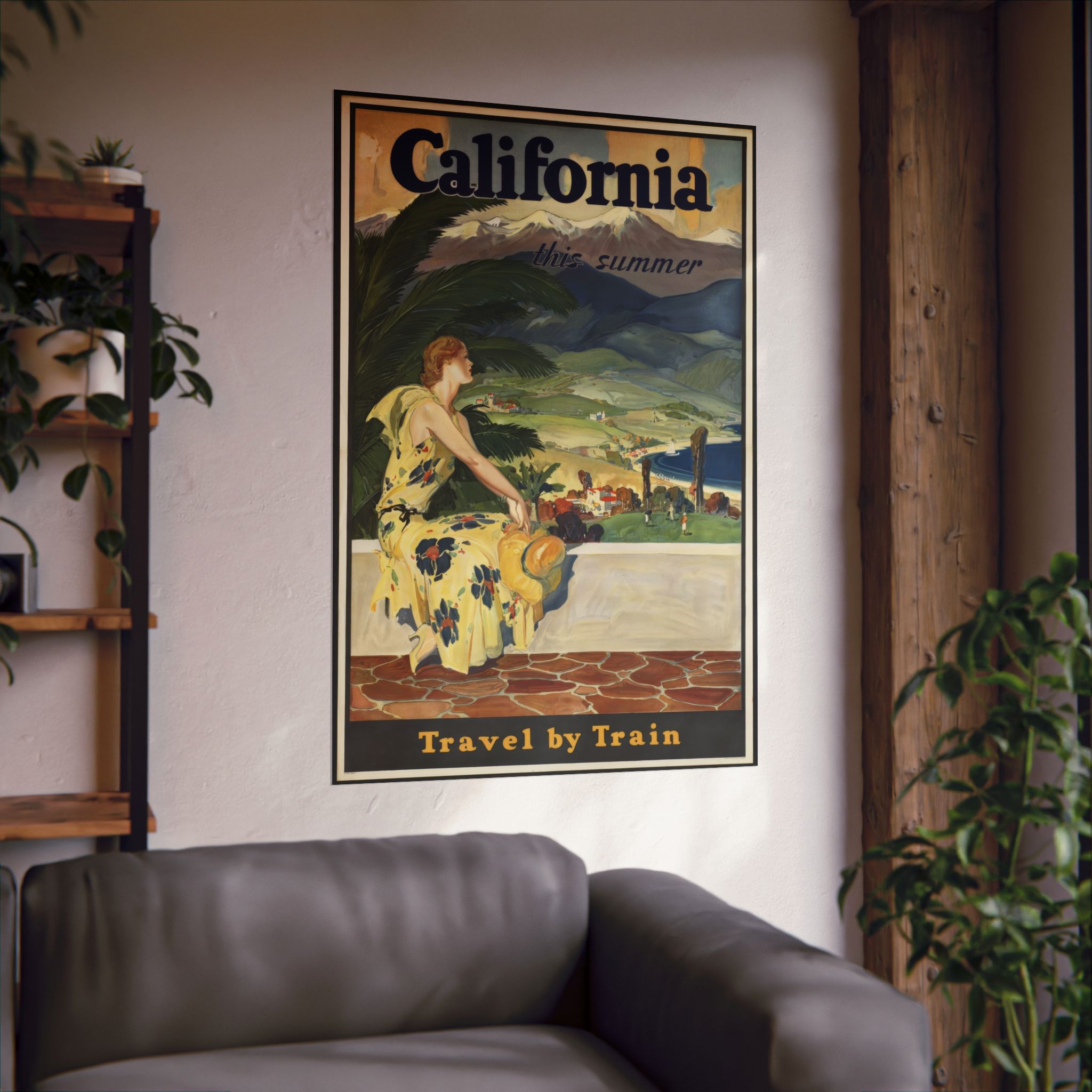 California Travel Poster — Vintage Matte Vertical Poster ("Travel by Train") - Image 2