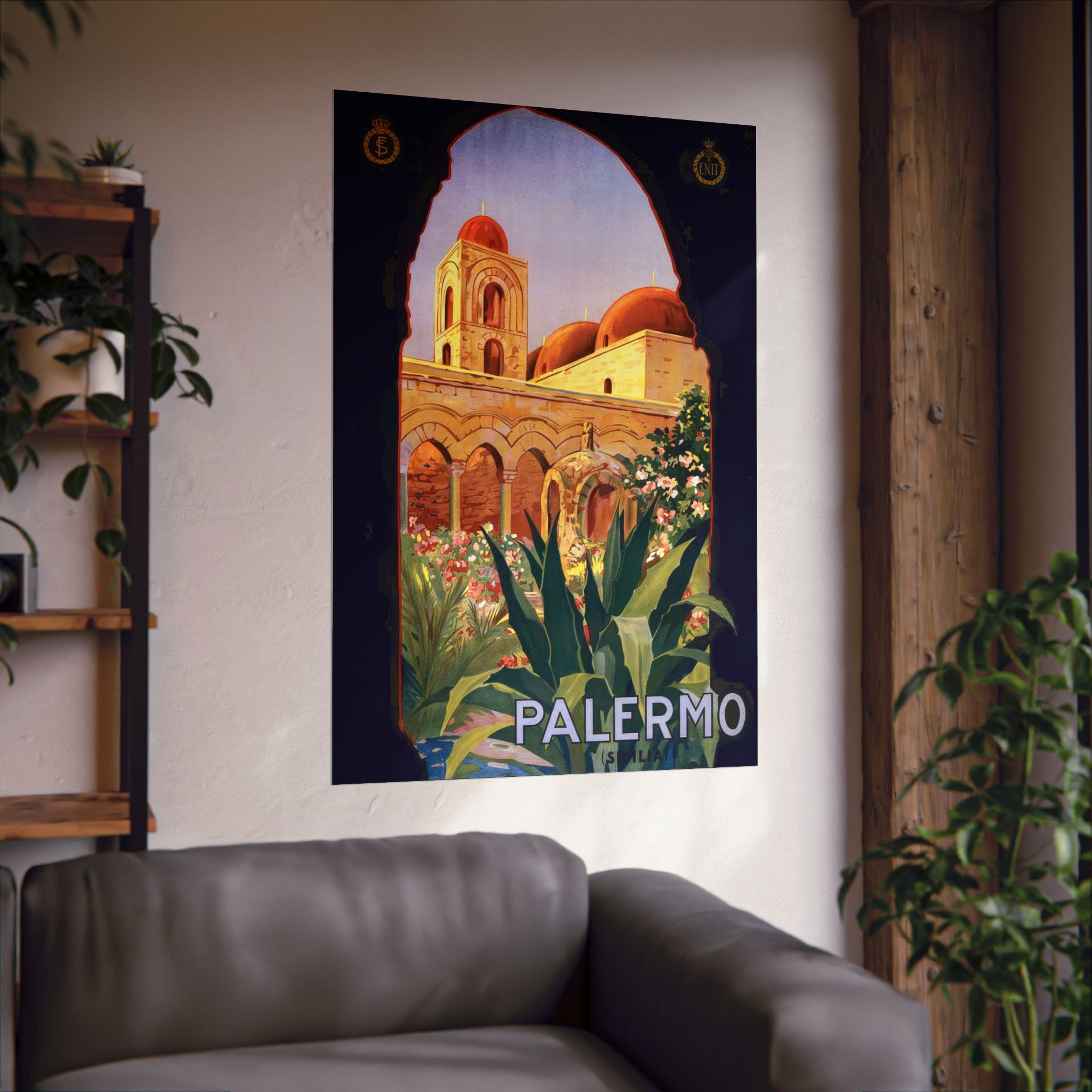 Palermo Vintage Travel Poster Matte Vertical Print - Image 2