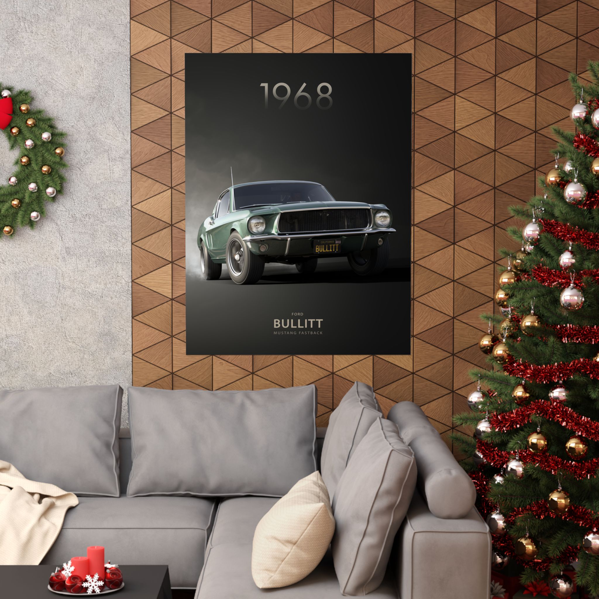1968 Ford Bullitt Mustang Fastback Poster - Iconic Highland Green Muscle Car Wall Art - Classic Movie Car Print for Garage & Man Cave - Image 24