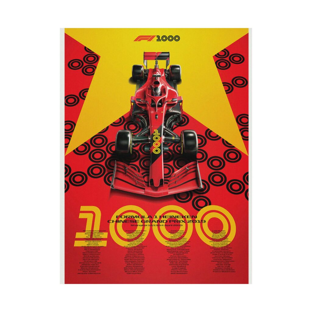 F1 1000th Grand Prix Chinese GP 2019 Commemorative Poster | Formula 1 Racing Wall Art for Fans & Collectors