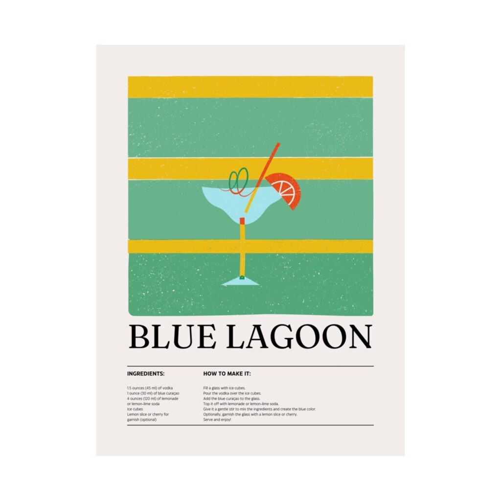 Blue Lagoon Cocktail Poster — Matte Vertical Print