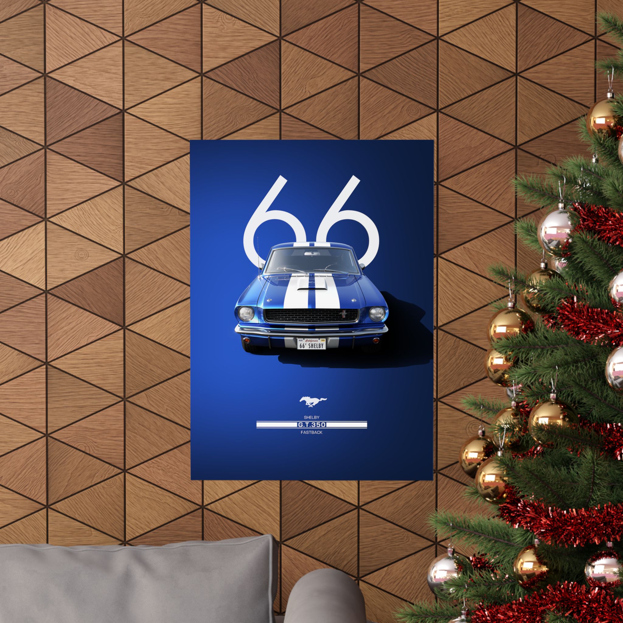 1966 Shelby GT350 Fastback Mustang Poster - Classic Muscle Car Wall Art - Iconic Blue & White Garage Decor - Premium Print - Image 56